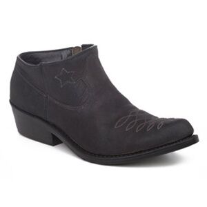 Anine Bing Lou Black Leather Ankle Western Cowgirl Ankle Boots 37 / 7